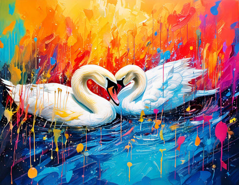 Loving Swans Art Canvas